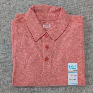Boys Large (10/12) Roots and Threads Collared Short Sleeve Shirt Polo - Orange